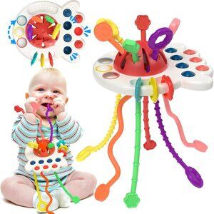 NEW Baby Teething Toys for 6-12 Months, Sensory Montessori Silicone Pull String